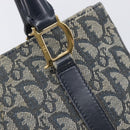 Christian Dior Trotter Canvas Hand Bag Navy Gold Tone Auth ep16785-17