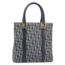 Christian Dior Trotter Canvas Hand Bag Navy Gold Tone Auth ep16785-2