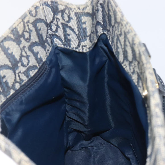 Christian Dior Trotter Canvas Hand Bag Navy Gold Tone Auth ep16785