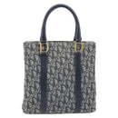 Christian Dior Trotter Canvas Hand Bag Navy Gold Tone Auth ep16785-3
