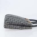 Christian Dior Trotter Canvas Hand Bag Navy Gold Tone Auth ep16785-4