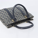 Christian Dior Trotter Canvas Hand Bag Navy Gold Tone Auth ep16785-6