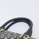 Christian Dior Trotter Canvas Hand Bag Navy Gold Tone Auth ep16785-8