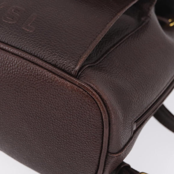 Saint Laurent Backpack Leather Brown Gold Auth ep16787
