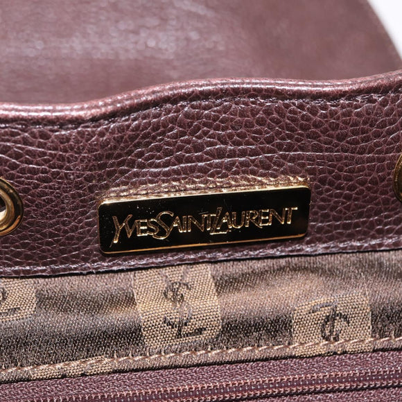 Saint Laurent Backpack Leather Brown Gold Auth ep16787