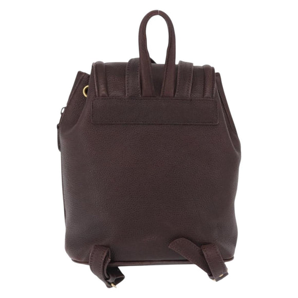 Saint Laurent Backpack Leather Brown Gold Auth ep16787
