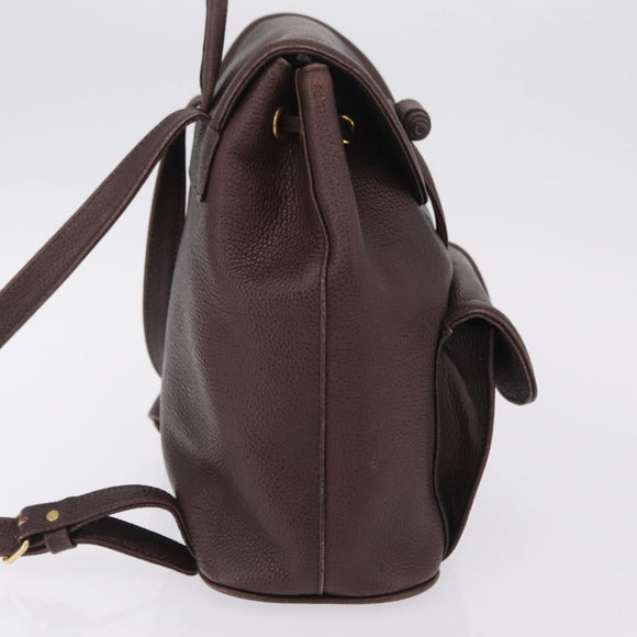 Saint Laurent Backpack Leather Brown Gold Auth ep16787