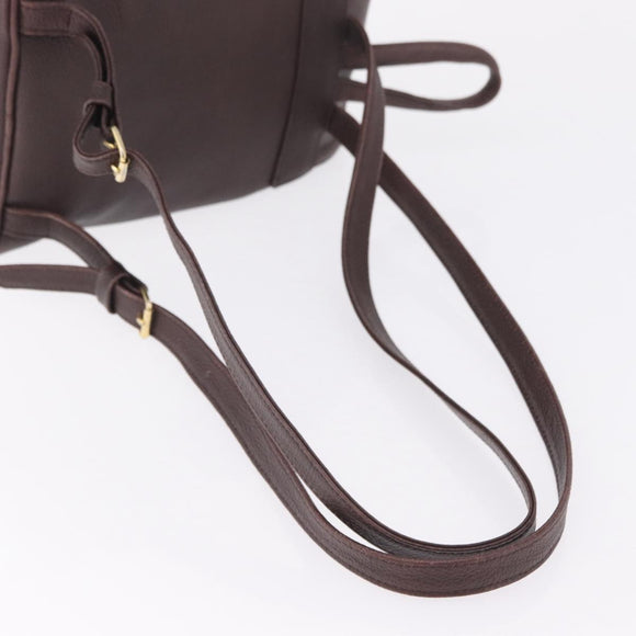 Saint Laurent Backpack Leather Brown Gold Auth ep16787
