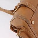CELINE Hand Bag Leather Beige Gold Tone Auth ep16789A-13