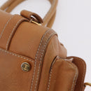 CELINE Hand Bag Leather Beige Gold Tone Auth ep16789A-14