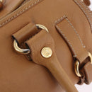 CELINE Hand Bag Leather Beige Gold Tone Auth ep16789A-16