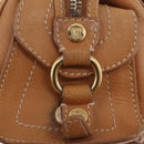 CELINE Hand Bag Leather Beige Gold Tone Auth ep16789A-17