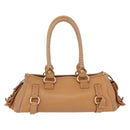CELINE Hand Bag Leather Beige Gold Tone Auth ep16789A-2