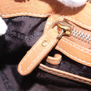 CELINE Hand Bag Leather Beige Gold Tone Auth ep16789A-23