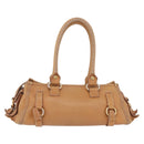 CELINE Hand Bag Leather Beige Gold Tone Auth ep16789A-3