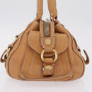 CELINE Hand Bag Leather Beige Gold Tone Auth ep16789A-4