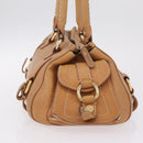 CELINE Hand Bag Leather Beige Gold Tone Auth ep16789A-5