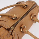 CELINE Hand Bag Leather Beige Gold Tone Auth ep16789A-6