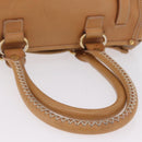 CELINE Hand Bag Leather Beige Gold Tone Auth ep16789A-7
