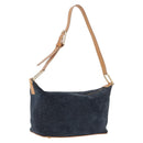 CELINE C Macadam Canvas Shoulder Bag Suede Navy Gold Auth ep16792A-1