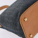 CELINE C Macadam Canvas Shoulder Bag Suede Navy Gold Auth ep16792A-15