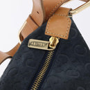 CELINE C Macadam Canvas Shoulder Bag Suede Navy Gold Auth ep16792A-18