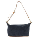 CELINE C Macadam Canvas Shoulder Bag Suede Navy Gold Auth ep16792A-2