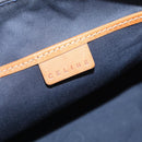 CELINE C Macadam Canvas Shoulder Bag Suede Navy Gold Auth ep16792A-20