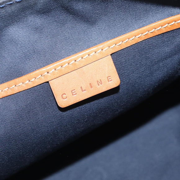 CELINE C Macadam Canvas Shoulder Bag Suede Navy Gold Auth ep16792A