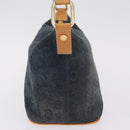 CELINE C Macadam Canvas Shoulder Bag Suede Navy Gold Auth ep16792A-4