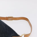 CELINE C Macadam Canvas Shoulder Bag Suede Navy Gold Auth ep16792A-8