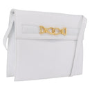 CELINE Shoulder Bag Leather White Gold Auth ep16793A-1