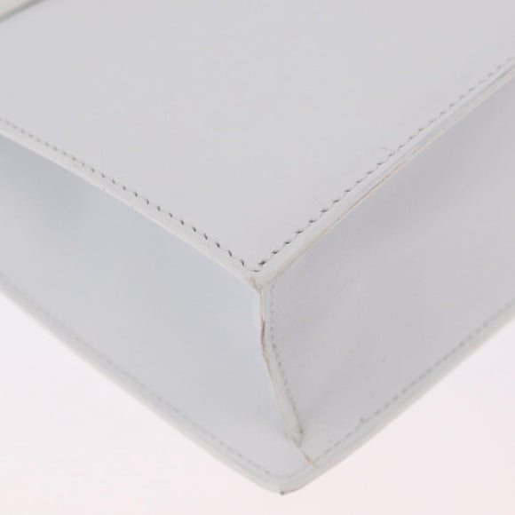 CELINE Shoulder Bag Leather White Gold Auth ep16793A