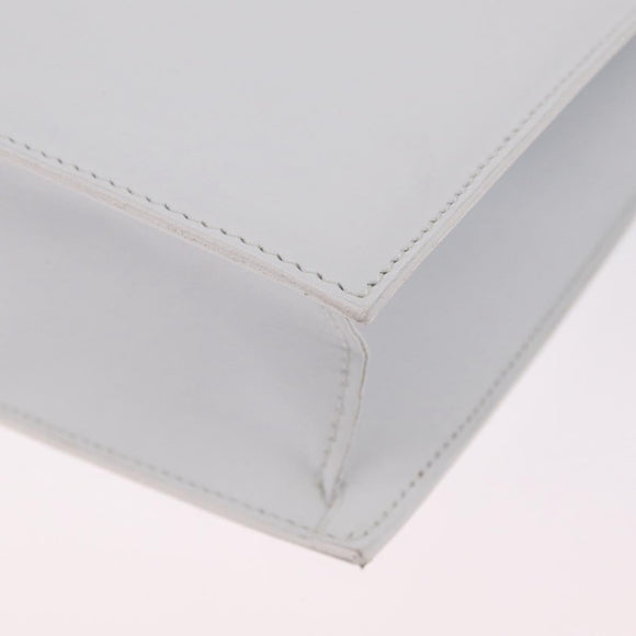 CELINE Shoulder Bag Leather White Gold Auth ep16793A