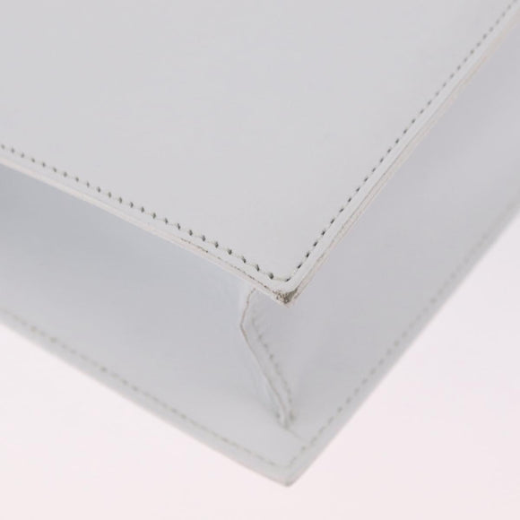CELINE Shoulder Bag Leather White Gold Auth ep16793A