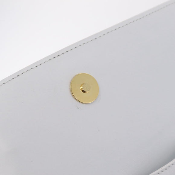 CELINE Shoulder Bag Leather White Gold Auth ep16793A