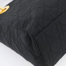 Christian Dior Lady Dior Canage Hand Bag Nylon 2way Black Gold Auth ep16794V-15