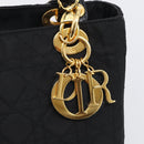 Christian Dior Lady Dior Canage Hand Bag Nylon 2way Black Gold Auth ep16794V-16