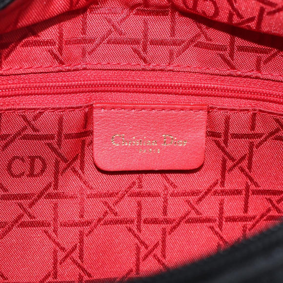Christian Dior Lady Dior Canage Hand Bag Nylon 2way Black Gold Auth ep16794V