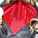 Christian Dior Lady Dior Canage Hand Bag Nylon 2way Black Gold Auth ep16794V-20