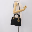Christian Dior Lady Dior Canage Hand Bag Nylon 2way Black Gold Auth ep16794V-25