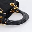 Christian Dior Lady Dior Canage Hand Bag Nylon 2way Black Gold Auth ep16794V-7