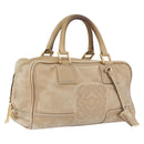 LOEWE Anagram Amazona 28 Hand Bag Leather Gold Auth ep16795-1