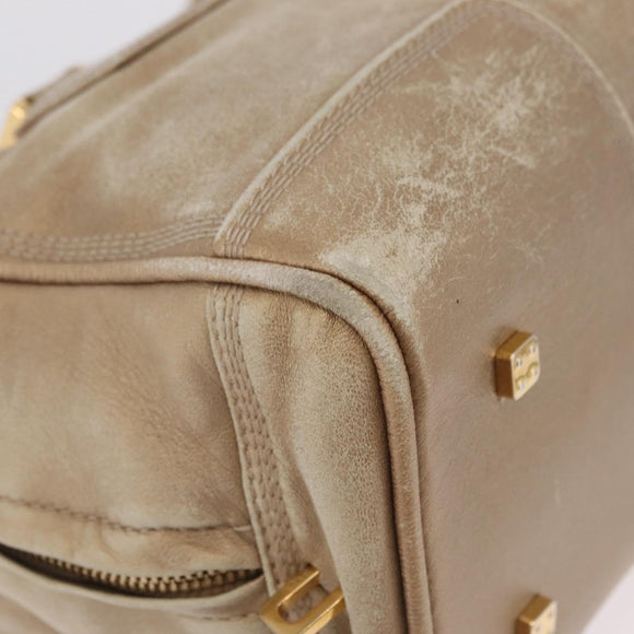 LOEWE Anagram Amazona 28 Hand Bag Leather Gold Auth ep16795