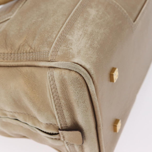 LOEWE Anagram Amazona 28 Hand Bag Leather Gold Auth ep16795