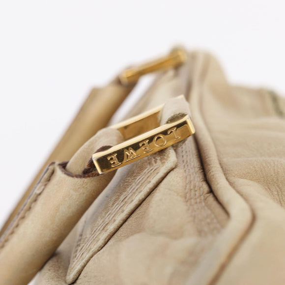 LOEWE Anagram Amazona 28 Hand Bag Leather Gold Auth ep16795
