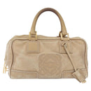 LOEWE Anagram Amazona 28 Hand Bag Leather Gold Auth ep16795-2