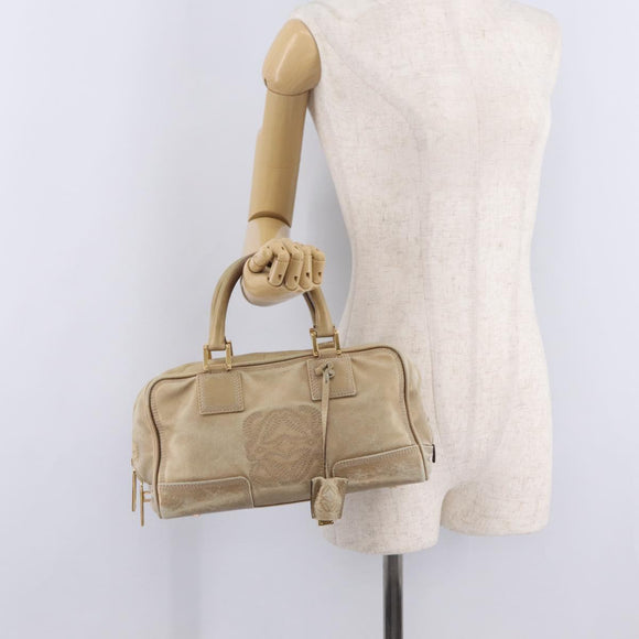 LOEWE Anagram Amazona 28 Hand Bag Leather Gold Auth ep16795