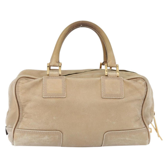 LOEWE Anagram Amazona 28 Hand Bag Leather Gold Auth ep16795