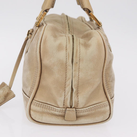 LOEWE Anagram Amazona 28 Hand Bag Leather Gold Auth ep16795